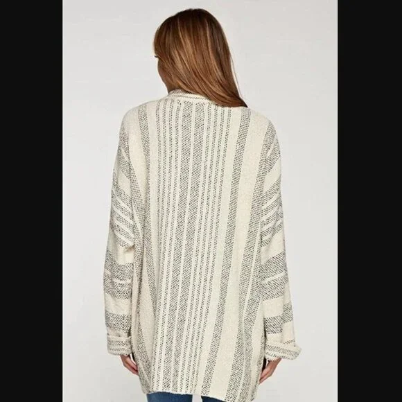 Lovestitch Baja Beach Cardigan - Ecru Stripe M/L - Picture 3 of 7